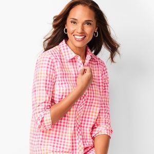 Talbots Classic Cotton Shirt - Pop Gingham Sz XS